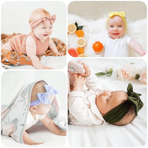 Jesries 22 PCS Baby Headbands Soft Nylon Hairbands with Bows Girls Hair Accessories for Newborn Infant Toddler Kids Handmade - color: Brown
