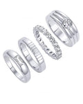 PAVOI 14K Gold Plated Stackable Rings for Women - Dainty Stackable Gold Ring Set of Four with Cubic Zirconia Multi-Bands - Trendy Fashion Jewelry - color: White Gold