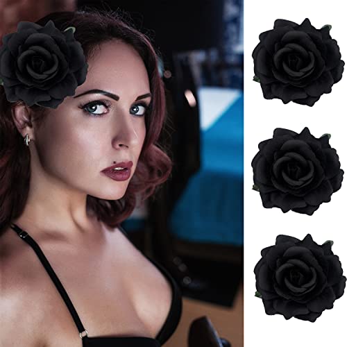 Hair Flower Clips Brooch Boutique Hair Accessories Bohemia Hairpins for Women Girls (Black) - color: Black