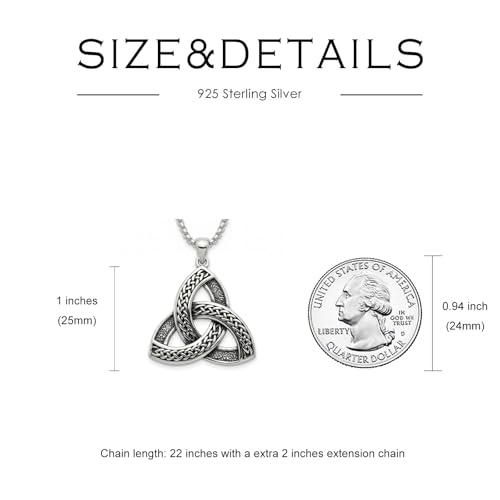 Celtic Necklace for men Sterling Silver Celtic Knot Triquetra Triangle Trinity Necklace Gift for Men - color: F-Silver