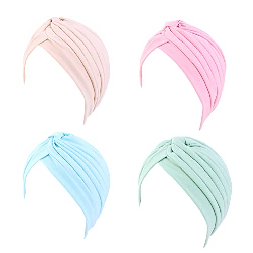 beauty YFJH Women's Cotton Turban Head Wrap Cancer Chemo Beanies Cap Headwear Cap Bonnet Hair Loss Hat - color: Khaki Pink Blue Bean Green