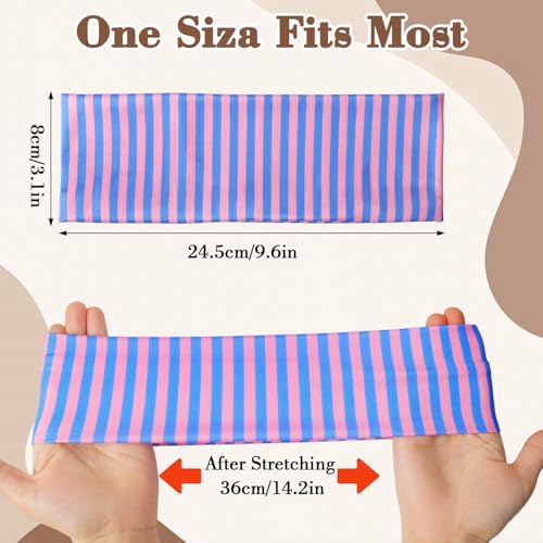 BLMHTWO 5PCS Striped Headbands for Women, Stretchy Elastic Head Bands Soft Fabric Hair Bands Wide Non Slip Head Band for Girls Work Out Yoga Fashion Running Sports