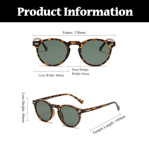 LJCZKA Round Polarized Sunglasses for Men Women Retro Small Face Sunglasses Polarized Vintage Sun Glasses UV400 Protection - color: Leopard Green