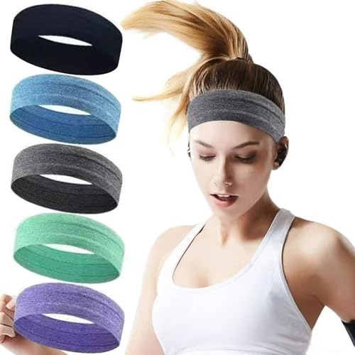 Workout Headbands Non Slip Headband Sport Headbands Sweatbands Elastic Sport Hair Bands for Sports Travel Indoor Fitness Gym - color: solid22