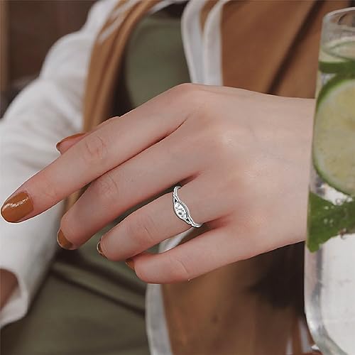 Birth Month Ring for Women Personalized Birthday Flower Signet Rings 925 Sterling Silver Vintage Rings Personalized Gift with Birth Flowers for Mom Daughter Girlfriend Wife Friend - color: 1 flower