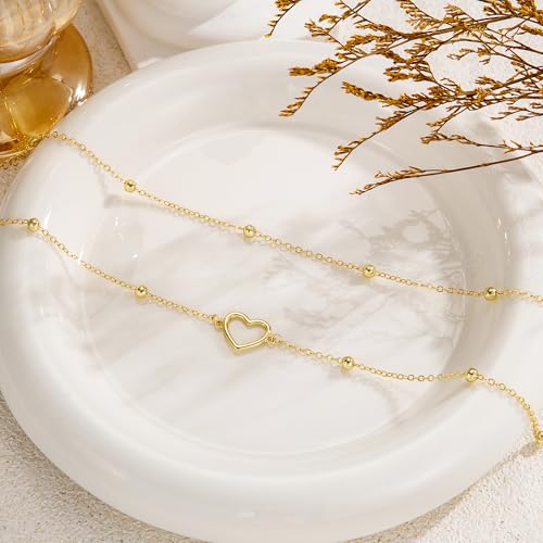 CHESKY Waist Beads for Women, Dainty 14k Gold Plated Waist Chain Beach Accessories Cute Belly Chain Body Chain Gold Chain Belts for Women Summer Beach Jewelry for Womens Gifts Rave Outfits for Womens - style: Heart