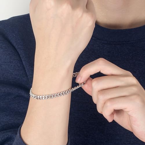 Dankadi Italian Sterling Silver Cuban Link Chain Bracelet Men 3MM 4MM 5MM 6.3 "6.7" 7 "7.5" 8 "8.5" 9 "Solid 925 Silver Bangle For Woman Cuff Jewelry Gift - color: 5MM, size: 6.7 inch