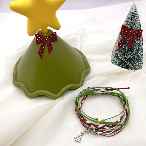 Beach Summer Ankle Bracelet for Women Handmade Braided Adjustable String Anklets Waterproof Surfer Bracelet - color: Christmas tree