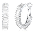 Trendy 14K Gold Plated Hoop Earrings for Women, Chunky Gold/Silver Earrings for Women Cubic Zirconia Baguette Hoop Earrings Heart Hoops Lightweight Hypoallergenic Jewelry,25mm/35mm/40mm/50mm - color: 01 Silver CZ Hoops 25mm