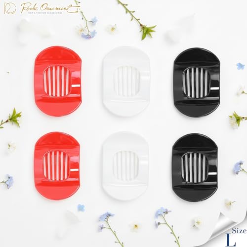 RC ROCHE 6 Pcs Flat Claw Hair Clips for Women Thick Hair French Round Duckbill Square Secure Strong Hold Grip Clamps Barrettes Curved No Slip No Crease Styling Cute Jumbo XL, Large Holiday Special - color: (Large) Holiday Special