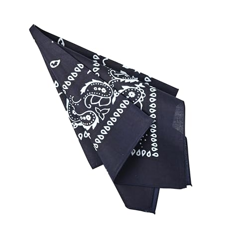 Motique Accessories Set of 3 Paisley Bandanas – 100% Cotton 22 Inch Head Scarf Neck Bandana Face Cover - color: Navy