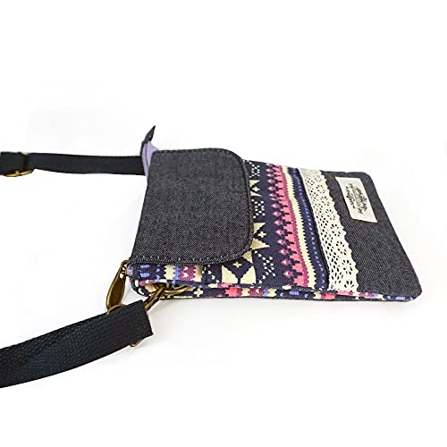 Roomy Cell Phone Purse Wallet Canvas Small Crossbody Purse Bags with Shoulder Strap For Women teen girlsl | Roomy - color: Q-ethnic Purple