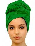 Harewom Head Wraps for Black Women Stretch Head Scarf Long African Hair Wraps Turban Headwraps Jersey Headbands - color: 1pcs -Brilliant Green
