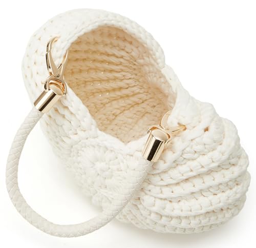Handmade Crochet Tote Bag Seashell Purse for Women Boho Shell Handbag Crossbody Shoulder Bag Summer Beach Clutch Hobo Handbag - color: Khaki