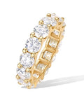PAVOI 14K Gold Plated Eternity Ring for Women - Statement Eternity Band Rings with Round Cubic Zirconia - Stackable Wedding Band - Love Engagement Trendy Bridal Jewelry - color: Yellow Gold