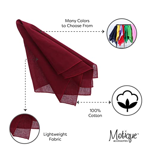 Motique Accessories Solid Color Bandana - Set of 6 Bandannas - color: Burgundy