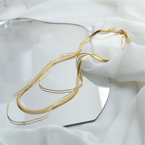 Gold Necklaces for Women Gifts - 14K Gold Plated Necklace for Women Necklaces for Her Tiny Fashion Jewelry for Teens，for Women Friends Jewelry Gifts，Necklace Gold Jewelry Birthday Gifts - style: Three layer double-layer snake bone necklace