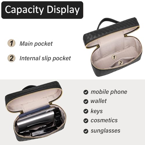 Trendy Shoulder Bags for Women Mini L19 Square Box Satchel Bag Cute PU Leather Crossbody Purse with Adjustable Strap - color: Black