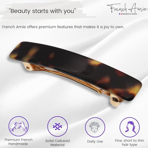 French Amie Small 2 1/4 inch Celluloid Handmade Hair Barrette No Slip Grip Durable Styling Women Hair Accessories Hair Clip for Girls, Made in France(Tokyo) - color: Tokyo