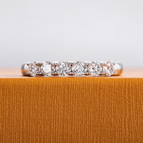 Moissanite Eternity Rings Wedding Bands D Color VVS1 Clarity Round Brilliant Cut 925 Sterling Silver 5/6 Stones Anniversary Band Rings for Women with Certificate - color: 6 Stones-Upgraded
