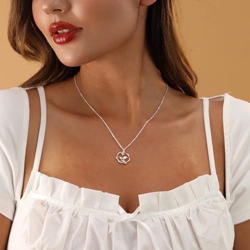 Gold Necklace for Women Birth Flower Necklaces 18K Gold Plated Custom Birth Month Floral Necklaces Birthday Gifts for Women - style: Silver-07-Water lily
