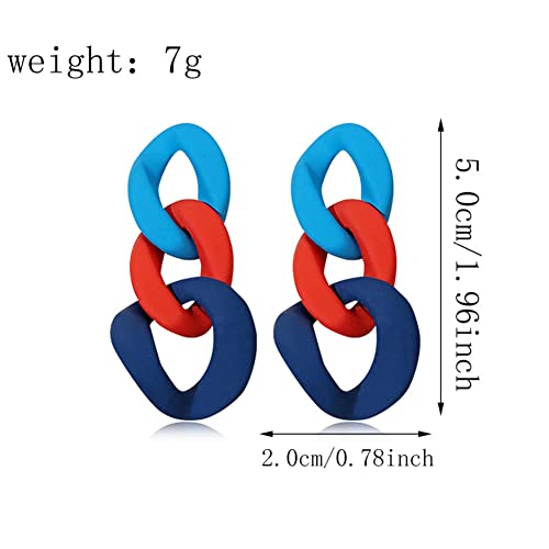 Charm Elegant Hollow Color Chain Acrylic Geometric Temperament Dangle Drop Earrings Bohemian Minimalist Hypoallergenic Jewelry Gift - color: Blue Red ShenBlue earrings
