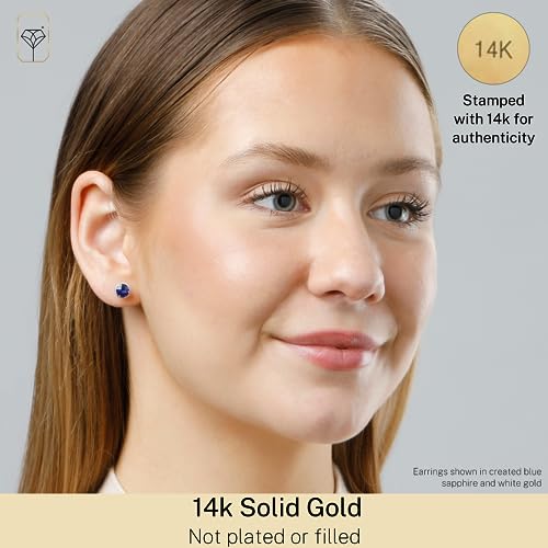14k White or Yellow Gold Roped Halo Gemstone Round Stud Earrings for Women 6mm Birthstone with Push Backs by MAX + STONE - color: Peridot