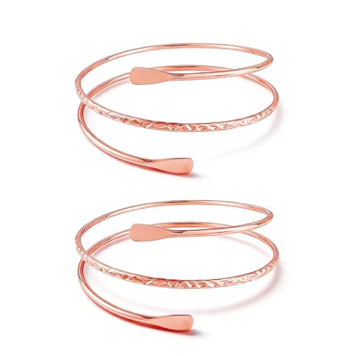 Long tiantian 2PCS Arm Cuff for Women Gold Upper Arm Bangles Bracelet Silver Arm Cuff Jewelry Summer Beach Essentials 2026 - color: 15335-Arm-rosegold
