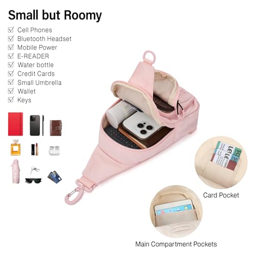 Hanke Crossbody Sling Bag for Women Men, Small & Large Casual Cross Body Sling Bags, Chest Bag for Outdoor Hiking Travel - color: Light Pink, size: Small