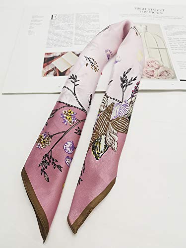 FONYVE 100% Mulberry Silk Scarfs for Women-Lightweight Square Satin Head Scarf-Small Silk Hair Scarf for Sleeping 21"x21" - color: 01 Flower Red