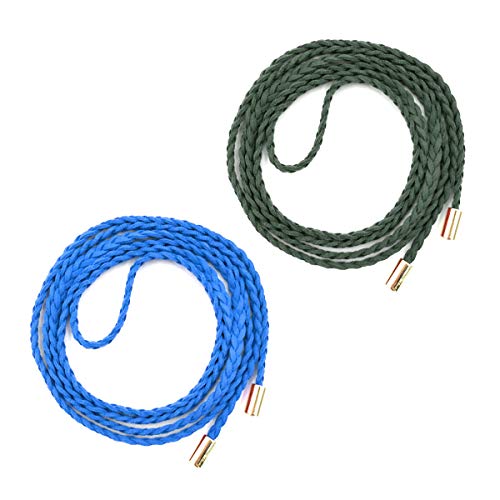 TeeYee Waist Belt Woven Knitted Rope/Chain PU leather 3 Pieces Tassel Rope Skinny Belt - color: 103bluegreen