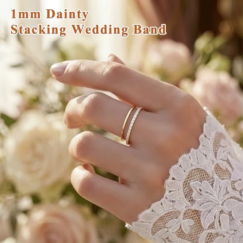 Gold Band Rings for Women Men Non Tarnish, Wedding 14K Gold Plated Stackable Ring Set for Couples, Dainty Thin Plain Simple Promise Dome Band Thumb Pinky 1mm 3mm 5mm Jewelry Gift Comfort Fit Size 3-13 - color: Gold-1mm 3mm 5mm, size: 5.5