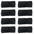 DRESHOW 8 Pack Headbands for Women Yoga Knotted Headbands Elastic Criss Cross Hair Accessories Sports Head Wrap Non Slip - color: 8 Pack Plain Black