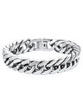 ChainsHouse Stainless Steel Cuban Link Bracelet, 8mm/12mm/17mm Width, 7.5"/8.3"/9", 18K Gold Plated Chain Wrist Bracelets for Men Women, Send Gift Box - color: D: Steel-12mm width
