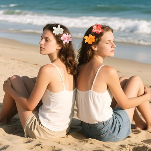 JANYUN Flower Hair Clips, 8 Colors Bohemian Hawaiian Fabric Flower Hairpin for Seaside Holiday Bridal Bobby Pins Headwear Bobby Pins Hair Accessories