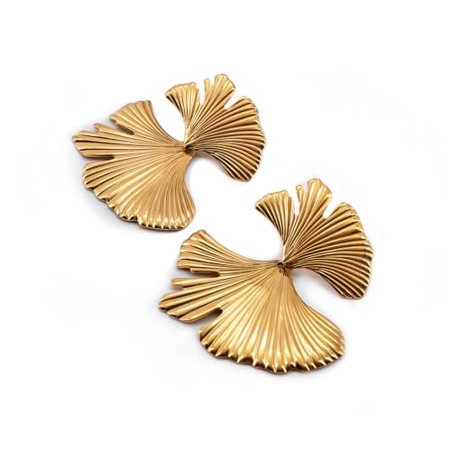 JUN MEIR'S 18K Gold Plated Drop Dangle Earrings for Women, Birthday Anniversary Jewelry Gifts for Wife, Mom, Best Friend - style: Ginkgo