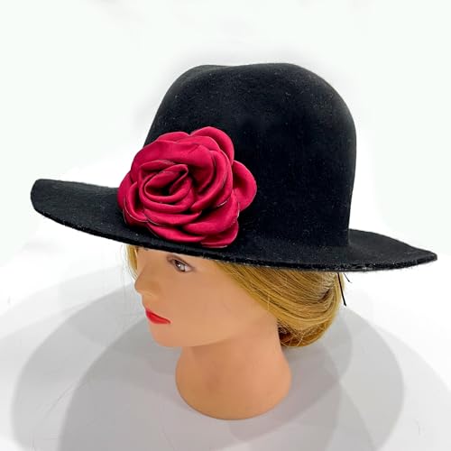 Sanrich Women's Brooches 4pcs Rose Flower Hair Clip Mexican Hair Flowers Clips Hairpin Brooch Tea Party Hats Headpieces (burgundy) - color: burgundy