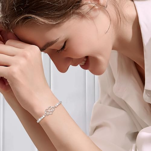 J.Fée Infinity Heart Bracelets for Women with 5A Cubic Zirconia, 925 Silver Bracelets for Women Adjustable Womens Bracelet Jewelry for Wife Girlfriend Her - color: Infinite Love#6