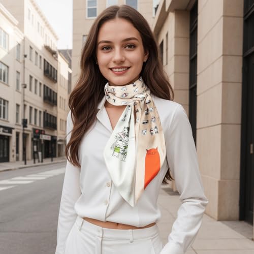 RIIQIICHY Hair Scarf for Women Like Silk Scarves Headband Neck Scarfs Twilly Purse Accessories - color: C010