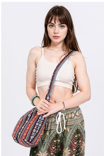 Your Cozy Hobo Sling Bags For Women Crossbody Bag Thai Top Handmade Shoulder Bag with Adjustable Strap - color: Tribe-01