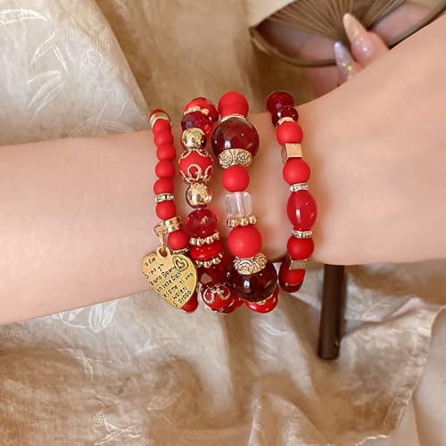 Beaded Bracelets for Women,Bohemian Stackable Style Multilayered Stretch Bracelets Friendship Jewelry Summer - color: Style 10, size: Heart