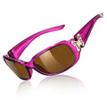 TJUTR Polarized Sunglasses for Women with Wrap Around Butterfly Design, Trendy Jackie-O Style for UV400 Protection - color: A75 Clear Purple Frame Brown Lenses