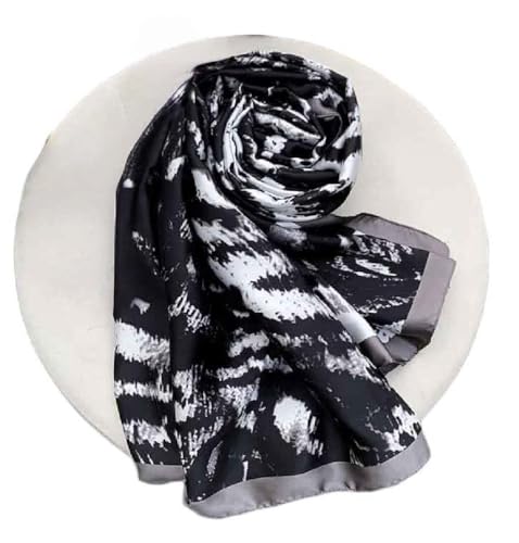 Acotavie Scarfs for Women Fashion Scarves Long Floral Pattern Scarf Headscarf Lightweight Sunscreen Shawls - color: Black White Gray