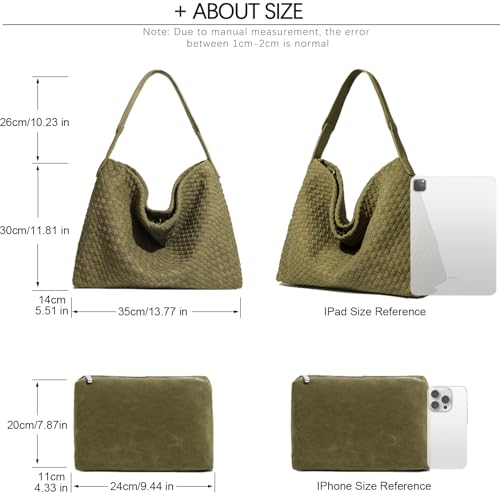 JINMANXUE Women Boston Bag, Woven Hobo Tote Handbag and Purses, Female Satchel Messenger Bags, Fashion Shoulder Crossbody Bag - color: Frosted Beech