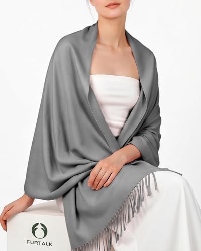 FURTALK Pashmina Shawl Wraps for Women Evening Dresses Blanket Scarves Fashion Scarf Wedding Gifts - color: Lightgrey