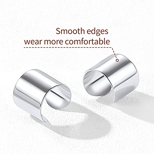 ChicSilver 925 Sterling Silver Ear Cuff Earrings Non Piercing Clip on Cartilage Cuff Earrings for Women - style: D: 10mm Simple Cuff