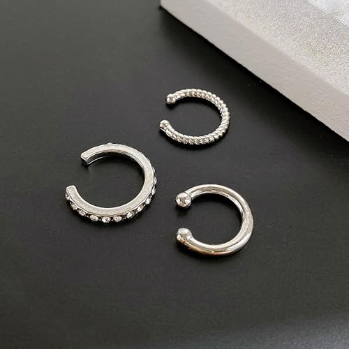4 Pair Ear Cuffs Non Piercing - 14K Gold Plated Ear Cuff Earrings for Women Cubic Zirconia Clip on Cartilage Conch Earrings for Non Pierced Ears Adjustable Fake Earrings Set for Women