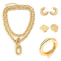 KISS WIFE Golden Jewelry Set for Women with Multi Layered Necklaces, Stackable Bracelets, Knuckle Rings, Hoop Earrings, Fashion Outfit Accessories Jewelry Packs Gifts for Women - style: Style 5