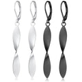 Twisted Leaf Spiral Leverback Hypoallergenic Earrings For Women -18K Gold Plated And Silver Dangle Drop Earrings, Trendy Jewelry Gift - color: SILVER&BLACK