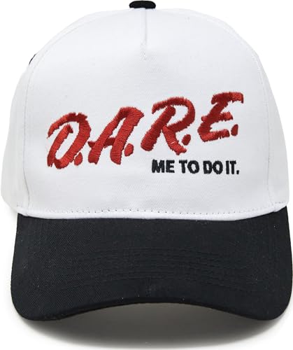 Funky Junque Vintage Canvas Snapback Hat - Adjustable 2 Tone Cap for Men Women - Put It On My, Cowboy, Girl Dad, Funny - color: Dare Me to Do It - Black/White